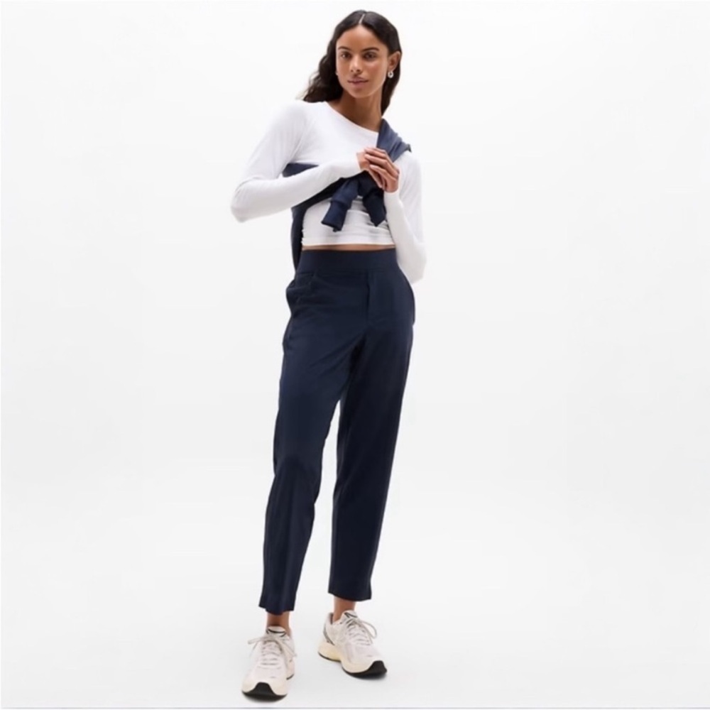 Athleta New Brooklyn Ankle Pants Size 16 Navy Blue Mid Rise Pull On - Picture 5 of 16